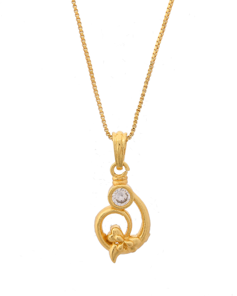 Thumbnail: Gold Plated Designer AD Studded Pandent With Chain