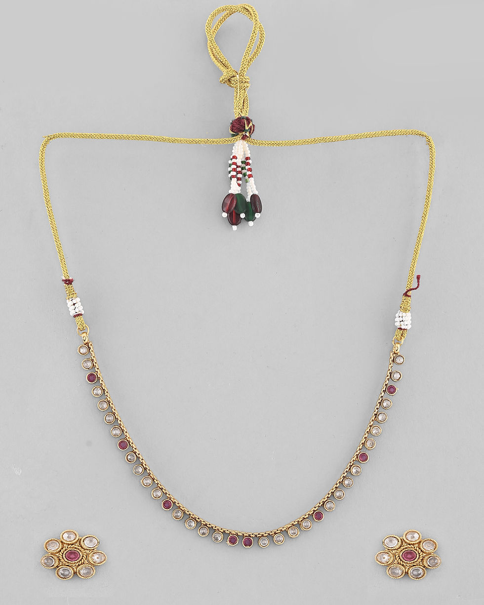 Thumbnail: Gold Plated Designer Handcrafted Necklace With Earrings