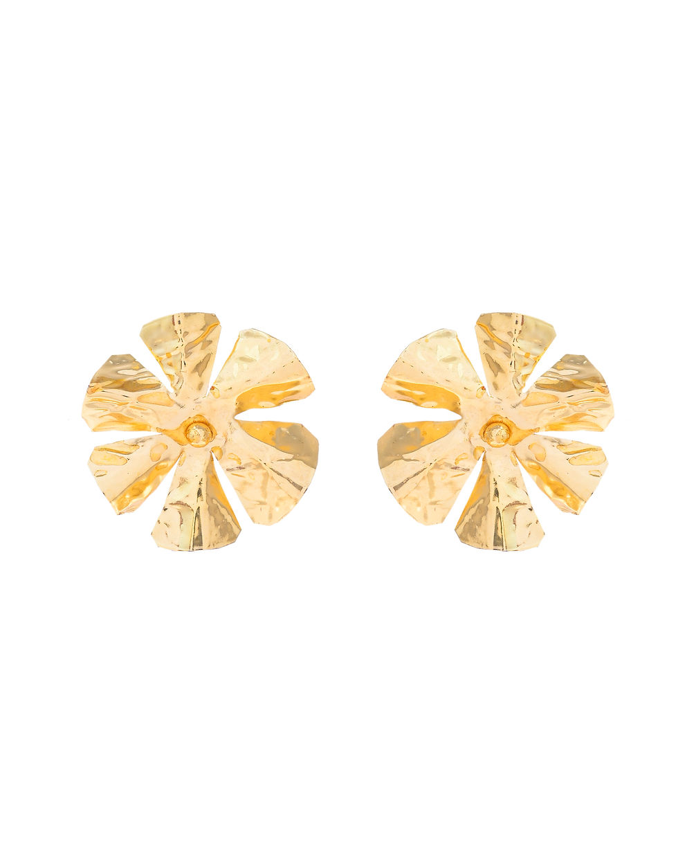 Thumbnail: Gold-Toned Floral Studs Earrings