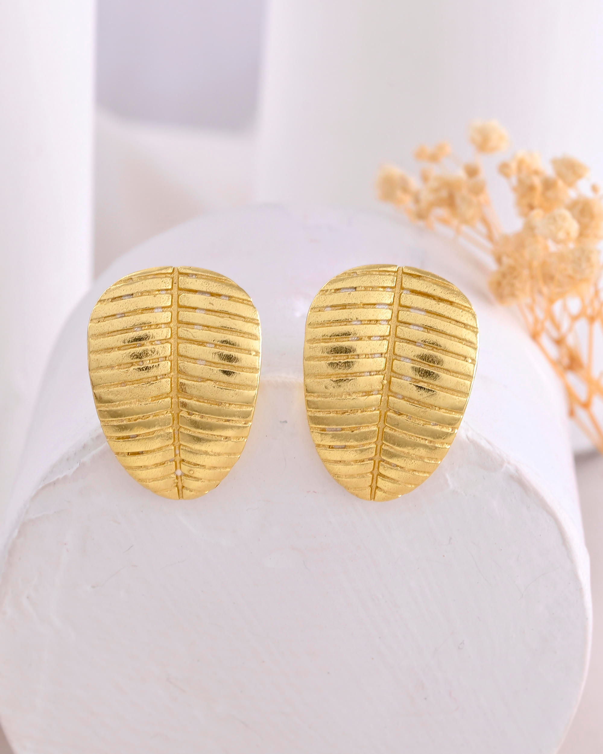 Gold-Plated Anti Tarnish Leaf Shape Earrings