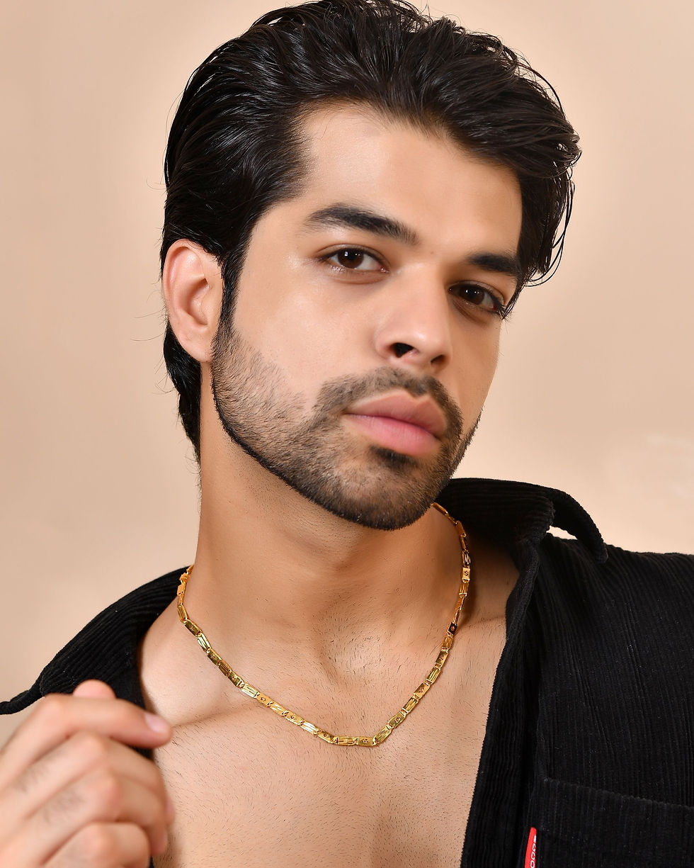 Thumbnail: Men's Gold-Plated Stainless Steel Biscuit Chain With Hand Crafted Design