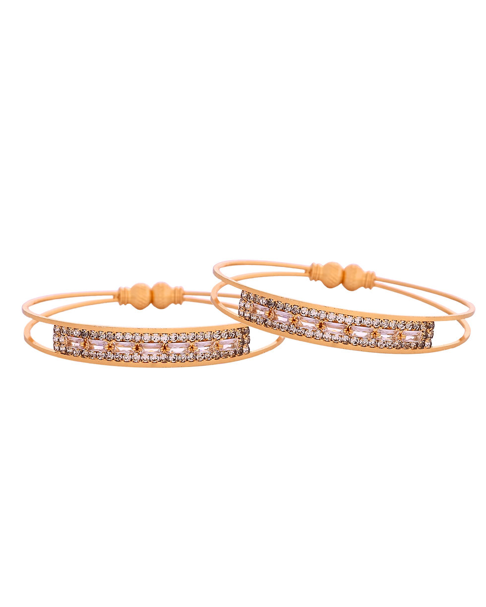 Thumbnail: Set Of 2 Gold-Tone Stone Studded Bangles
