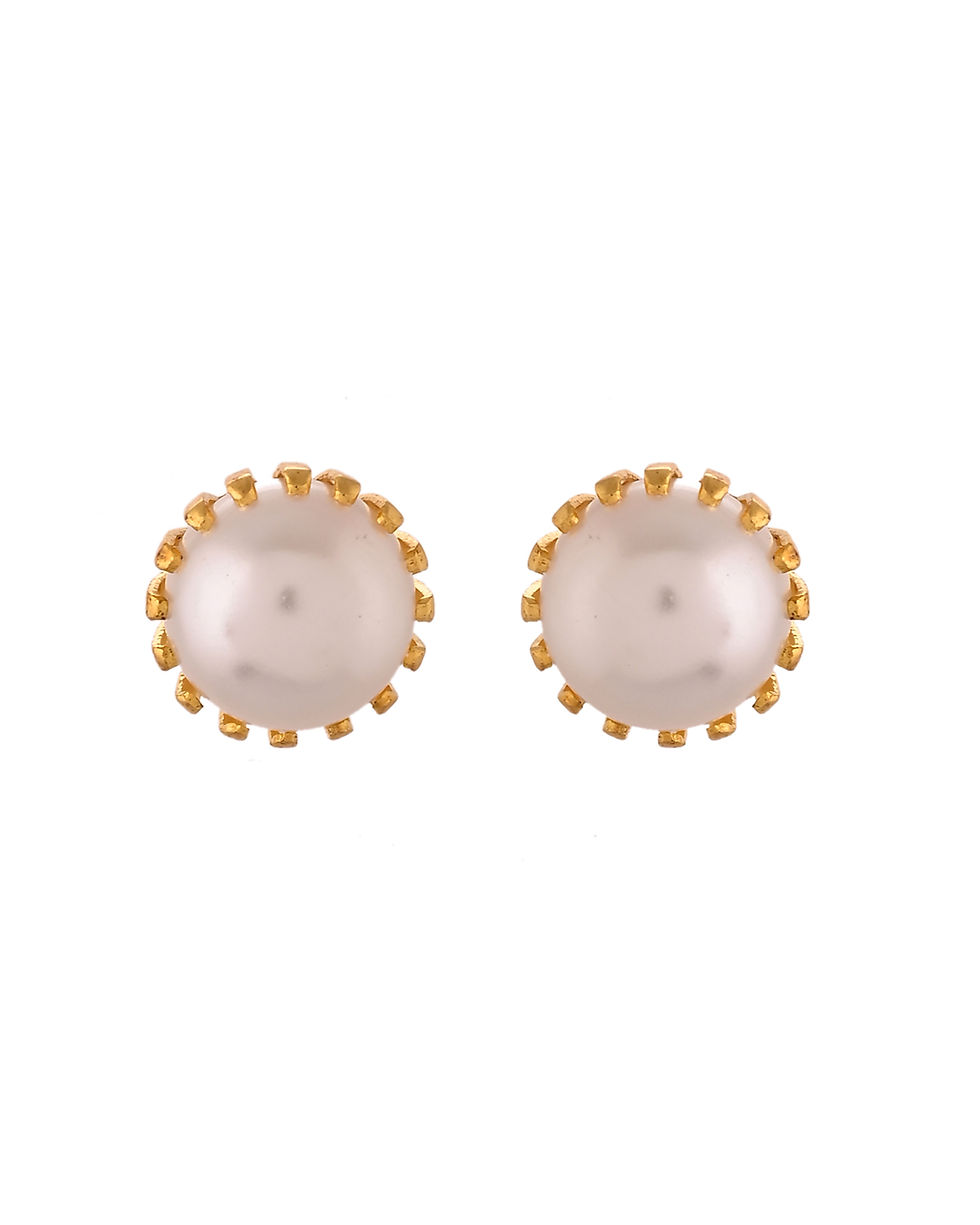 Thumbnail: Gold Plated Staonless Steel White Pearl Studded Chain Set