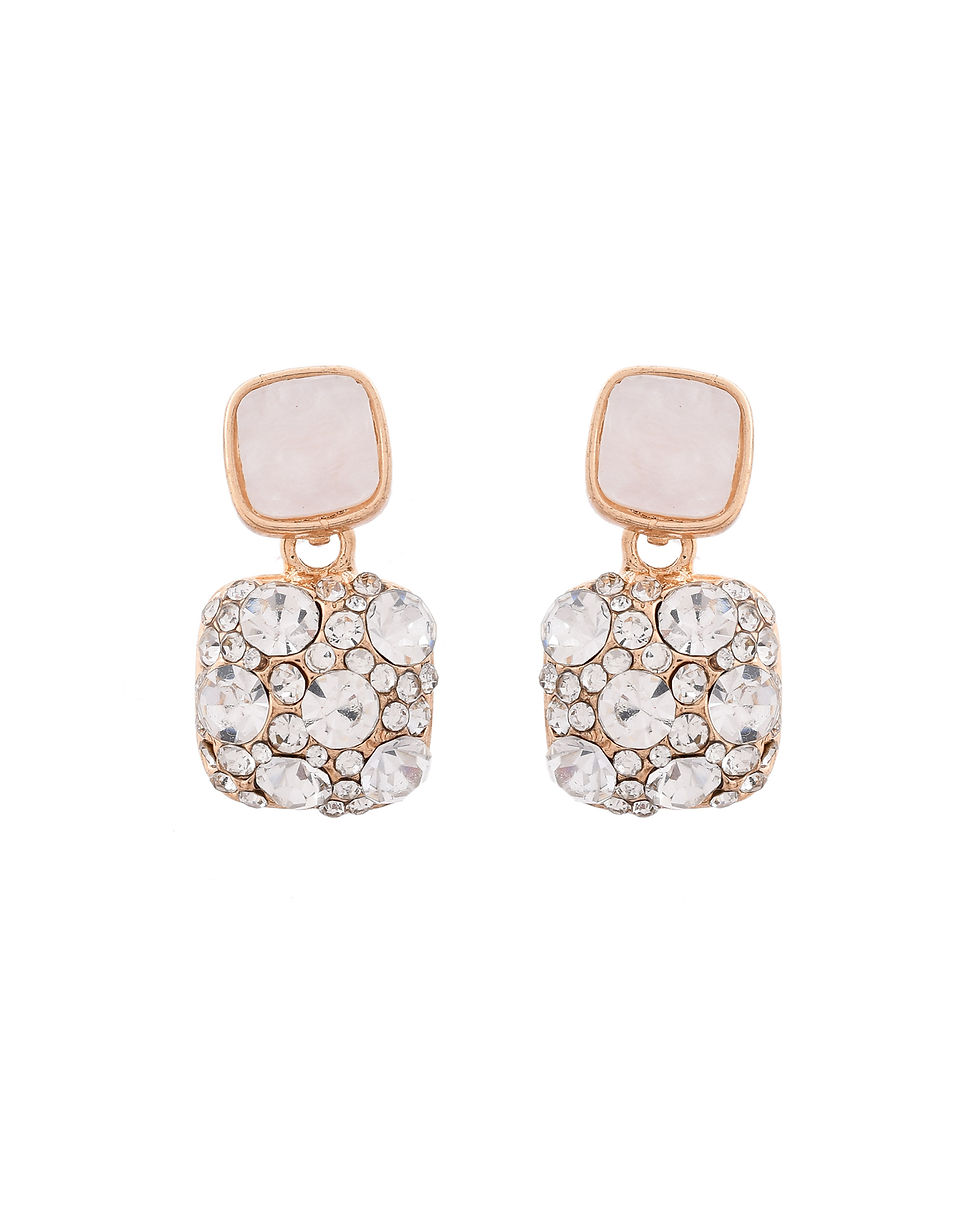 Thumbnail: Stainless Steel Crystal Studded Square Shaped Studs
