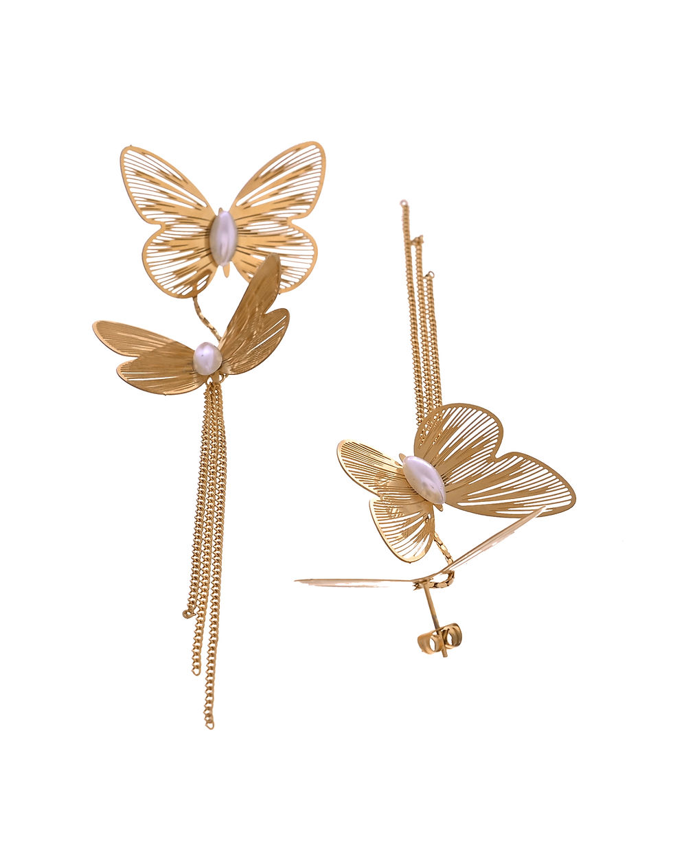 Thumbnail: Gold Toned Butterfly Designed Studs Earrings