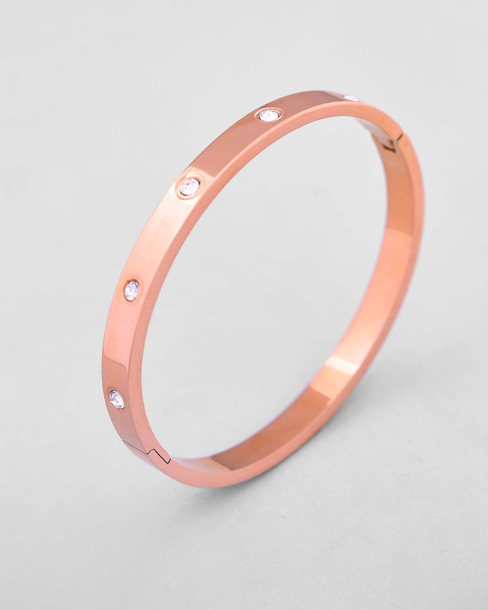 Thumbnail: Rose Gold Plated Kada Bracelet with Crystals