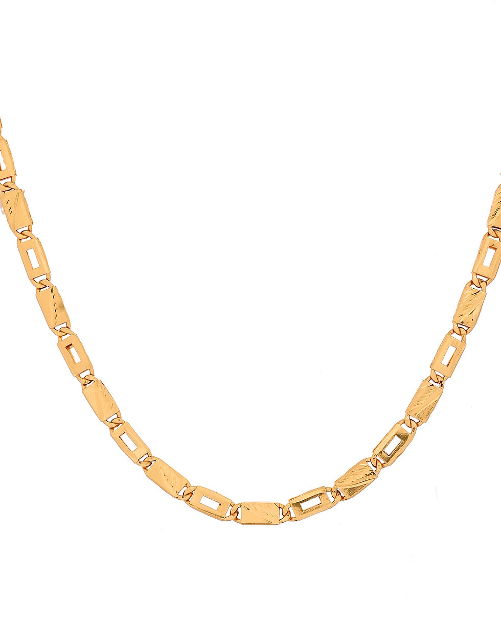Thumbnail: Gold Toned Rectangular Designed Biscuit Chain For Men
