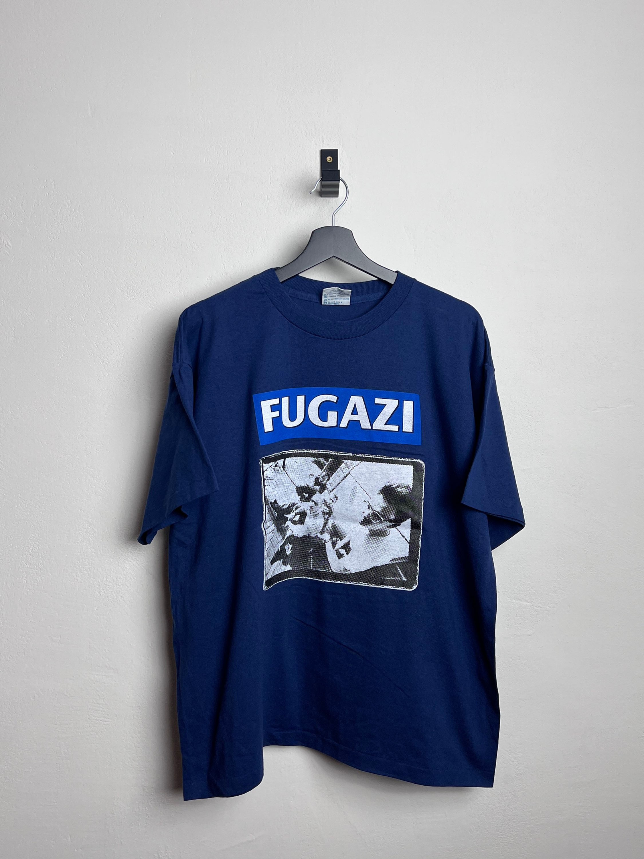 Fugazi Band T Shirt M L boxy blue Screen Print HC Punk Single Stitch Minor Threa
