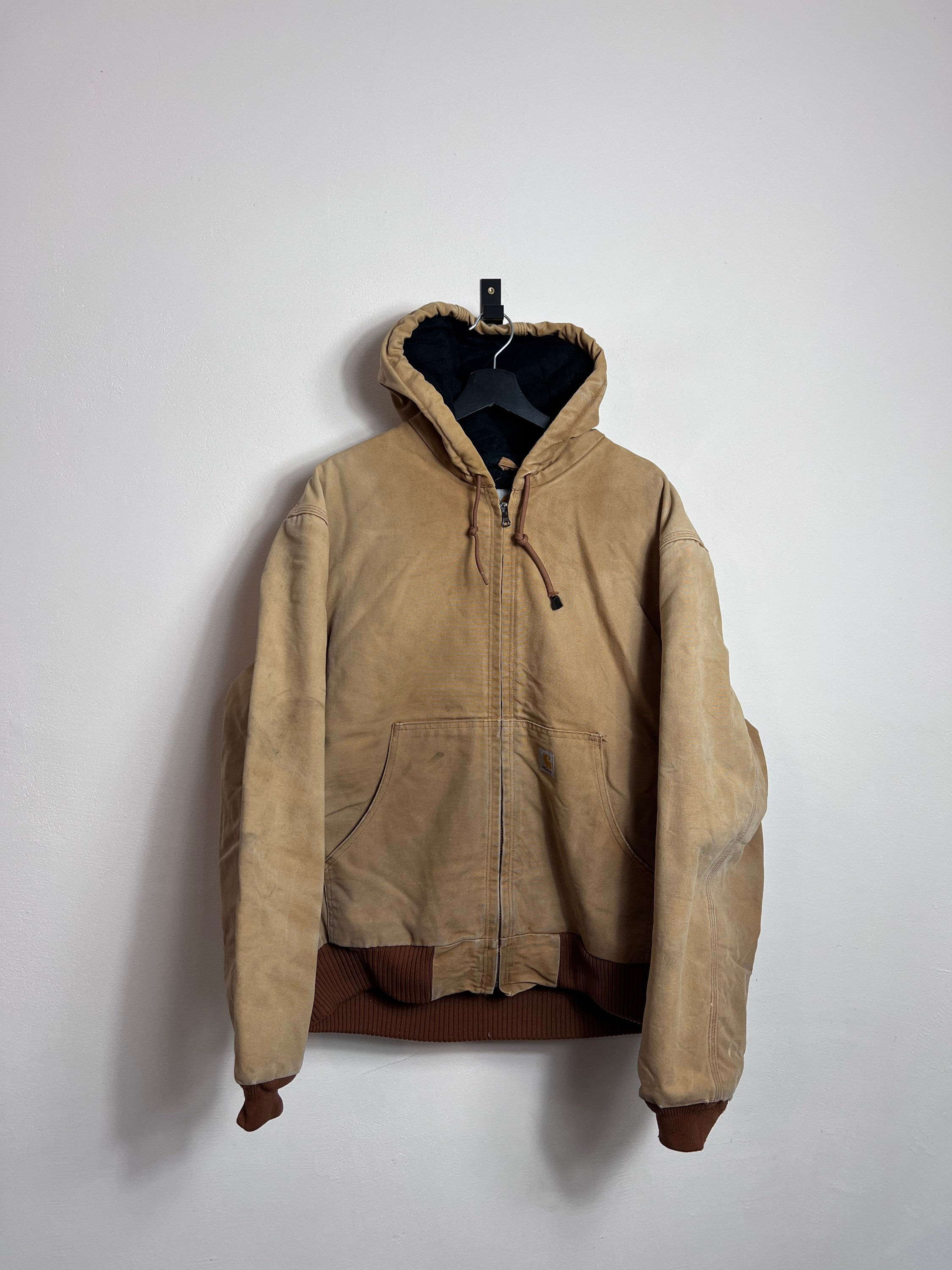 Carhartt Active Jacket L XL brown Winter Lining Denim Workwear Y2K