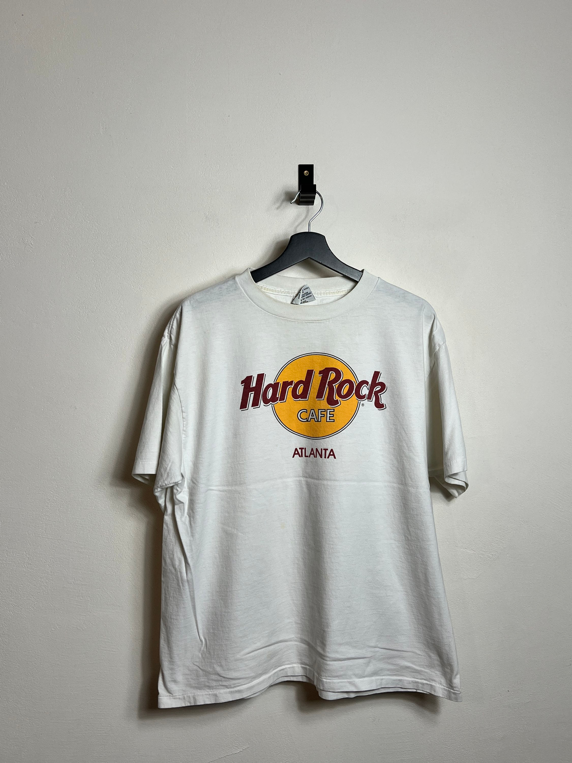 Vintage 90s Atlanta Hard Rock Cafe T Shirt M white  Made in USA