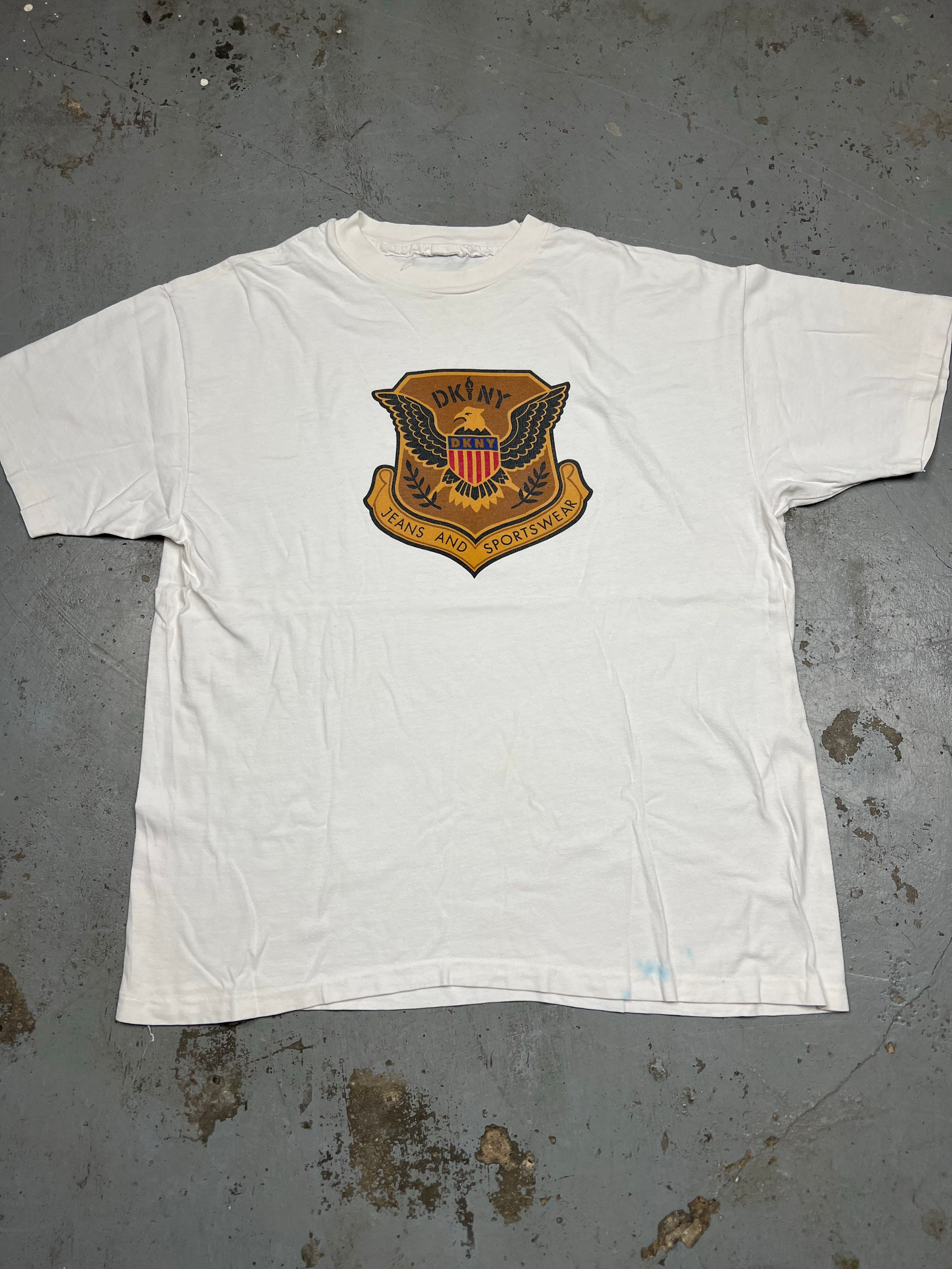Vintage DKNY T Shirt M L white 90s Single Stitch
