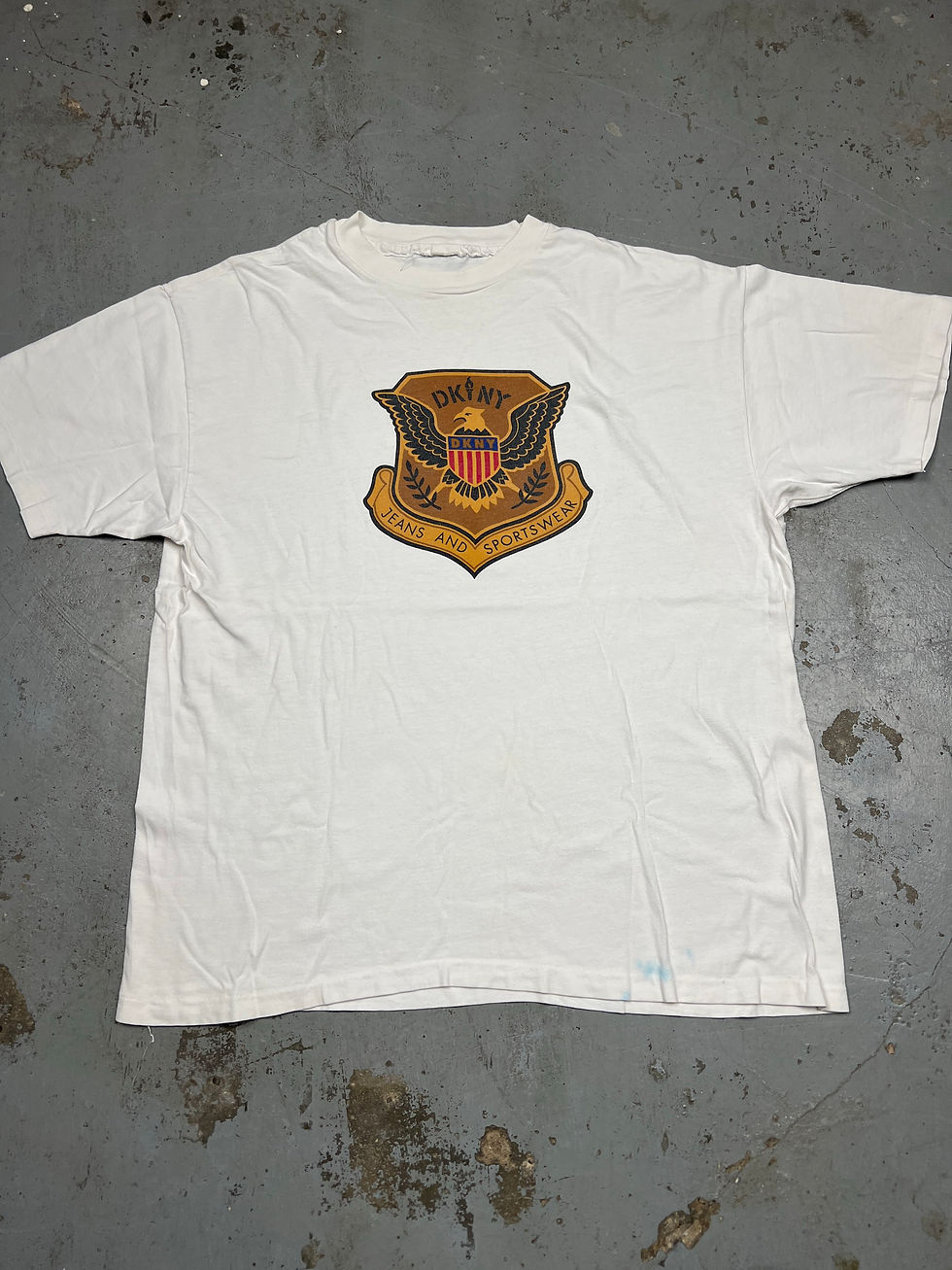 Miniaturbild: Vintage DKNY T Shirt M L white 90s Single Stitch