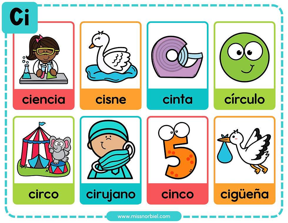 Palabras con ce y ci para niños | Ejemplos de palabras con las sílabas ...