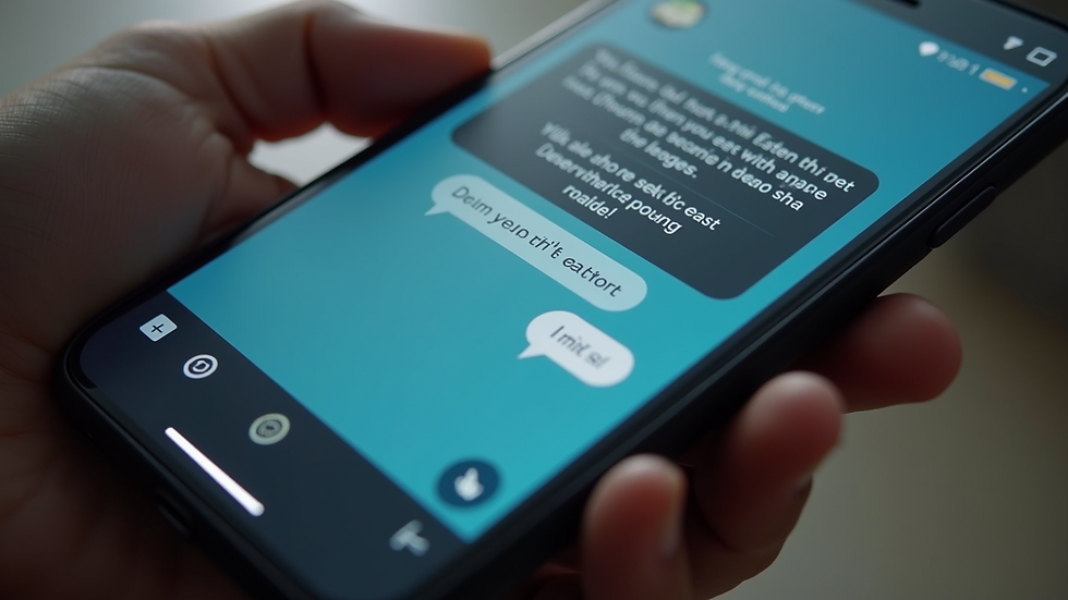 Close-up view of a smartphone screen showing a chatbot conversation