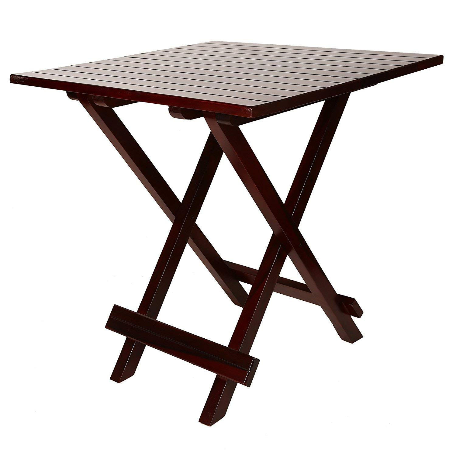 Porash Furniture Sheesham Wood Square Folding Table Garden and Outdoor Table