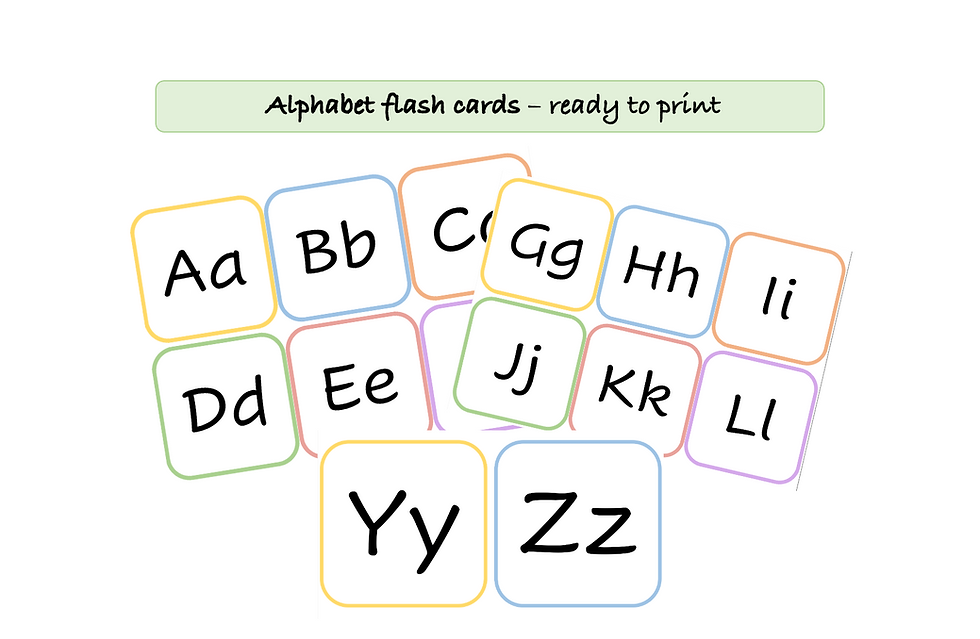 Alphabet flash cards - 6 per page - ready to print