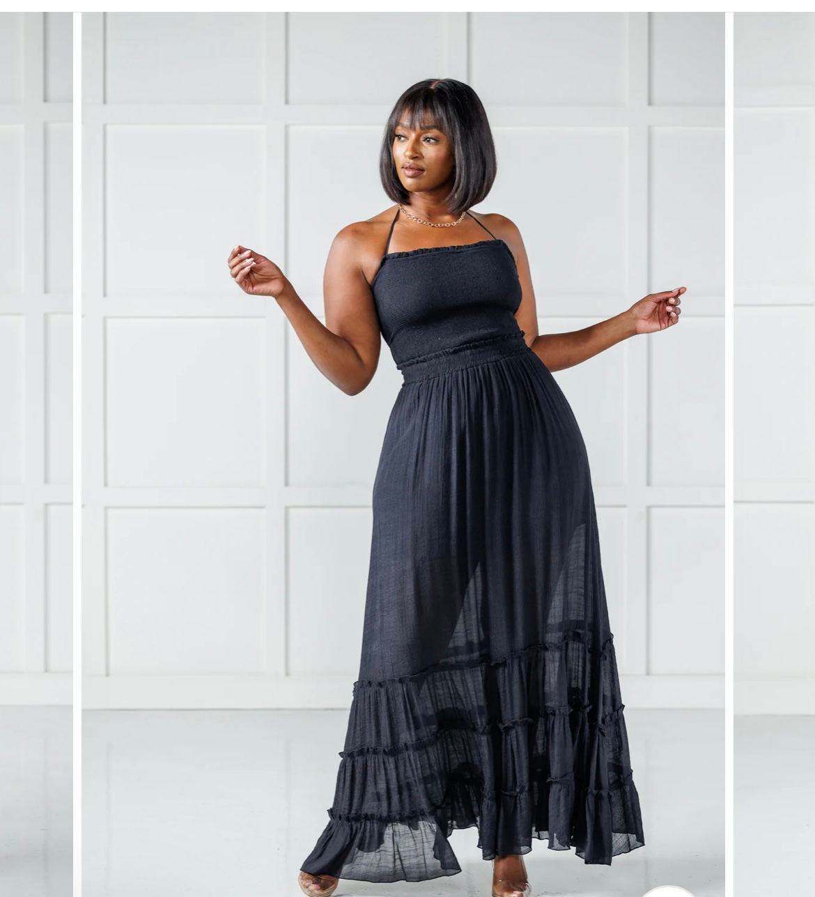 Smocked Boho Flowy backless Maxi Dress 