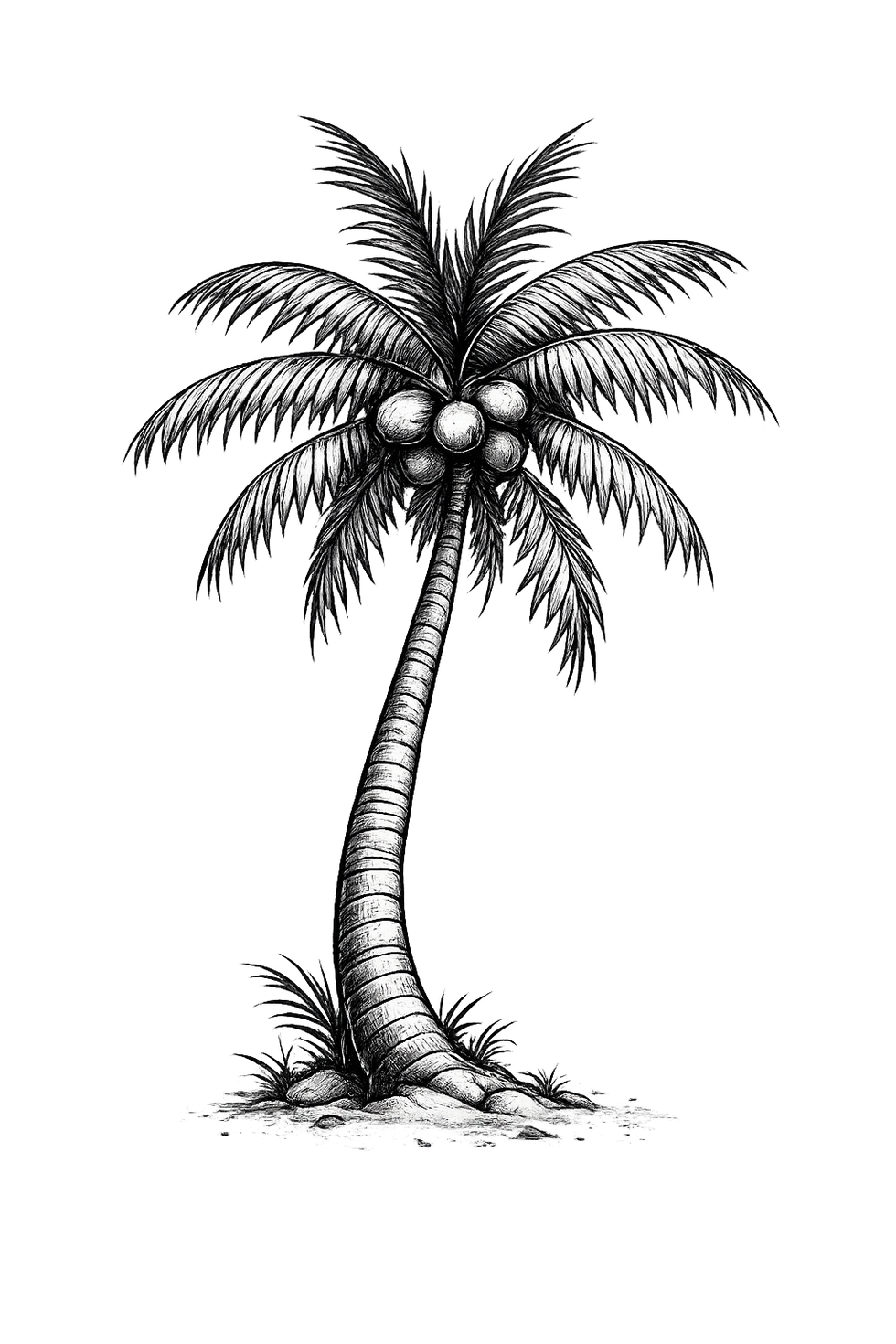 Fine line palm tree tattoo design inspired by Costa Rica tropical beaches