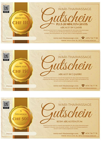 Ansicht verschiedener Gutscheine