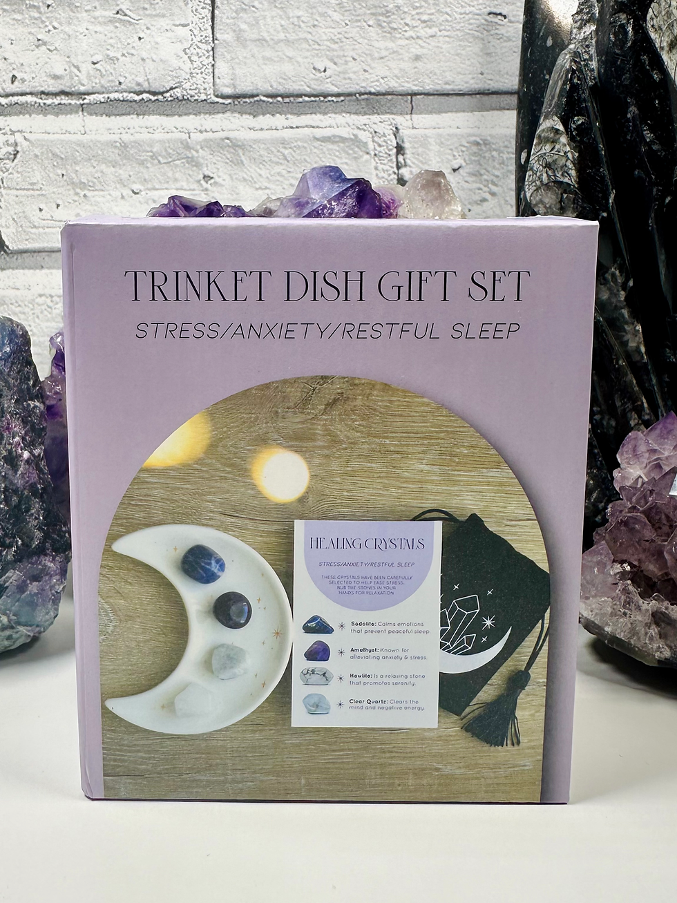 Thumbnail: Stress, Anxiety & Sleep Healing Crystal Set & Moon Dish