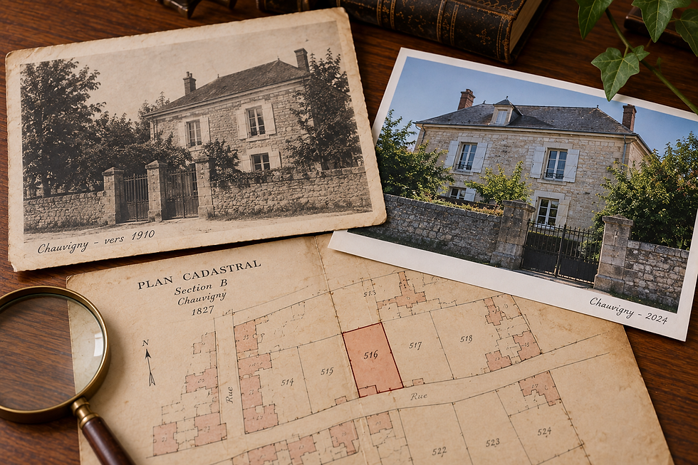 Photographie ancienne et cadastre comparés pour étudier l’évolution d’une maison