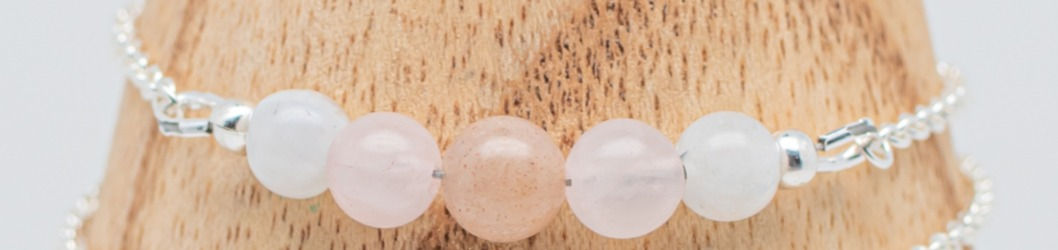 Bracelet - Pierre de Lune Pierre de Soleil Quartz rose