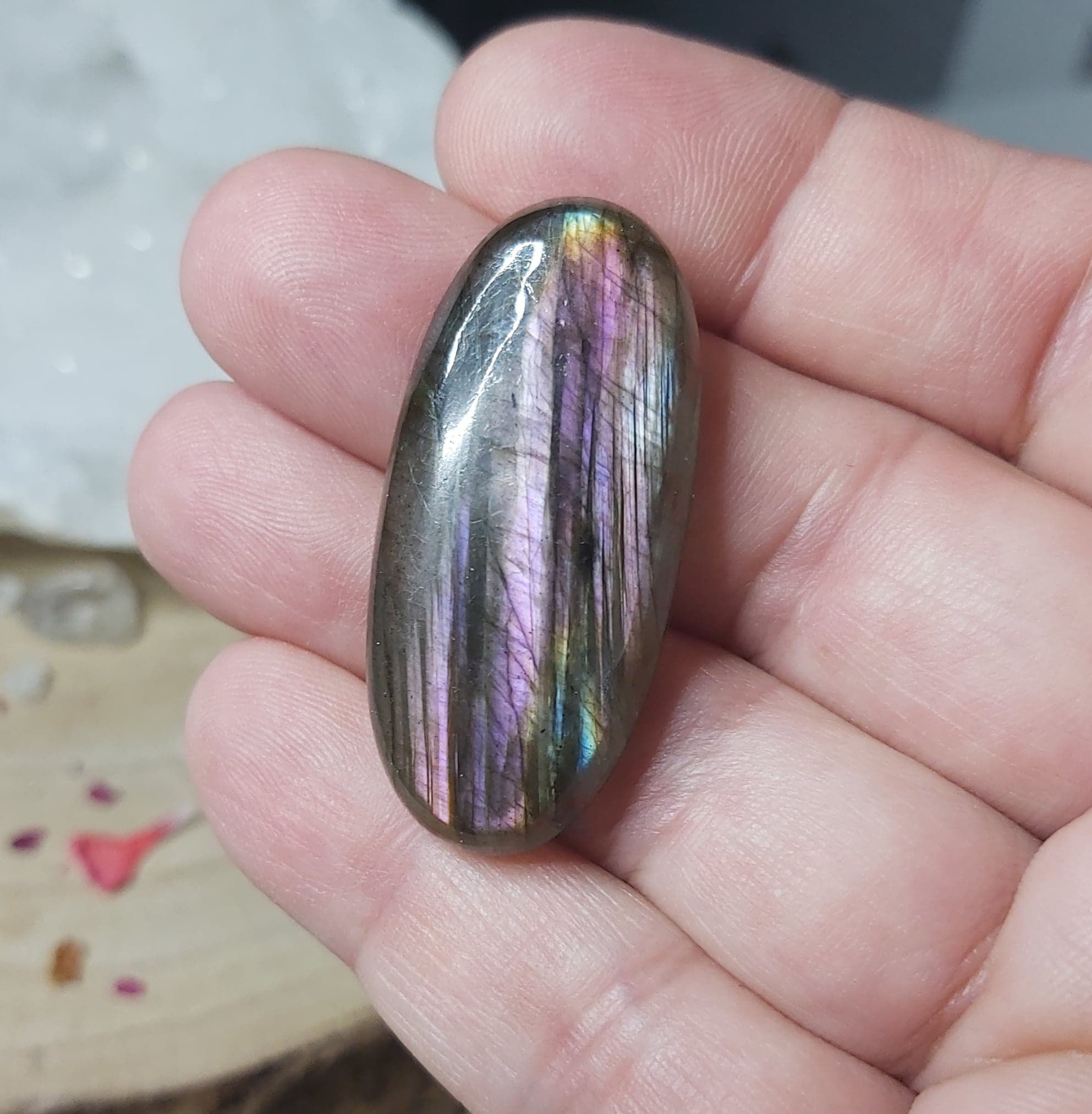 LABRADORITE reflet rose - Cabochon ovale