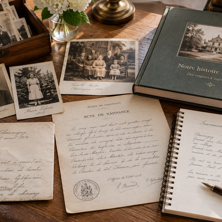 Documents photographies et souvenirs sélectionnés pour transmettre une histoire familiale