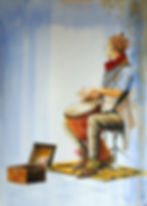 Elle jouait du djembe - 2024 - Huile sur papier - 70 x 100 cm