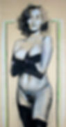 Nu aux bas et gants noirs - 1992 - Pastel et fusain - 50 x 65 cm