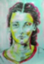 Jeune femme - Acrylique sur papier glacé - 50 x 70 cm