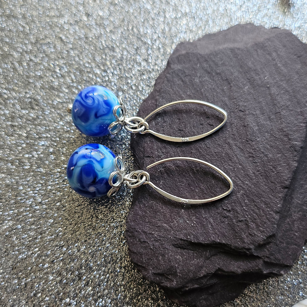 Thumbnail: Blue Glass Bead Earrings