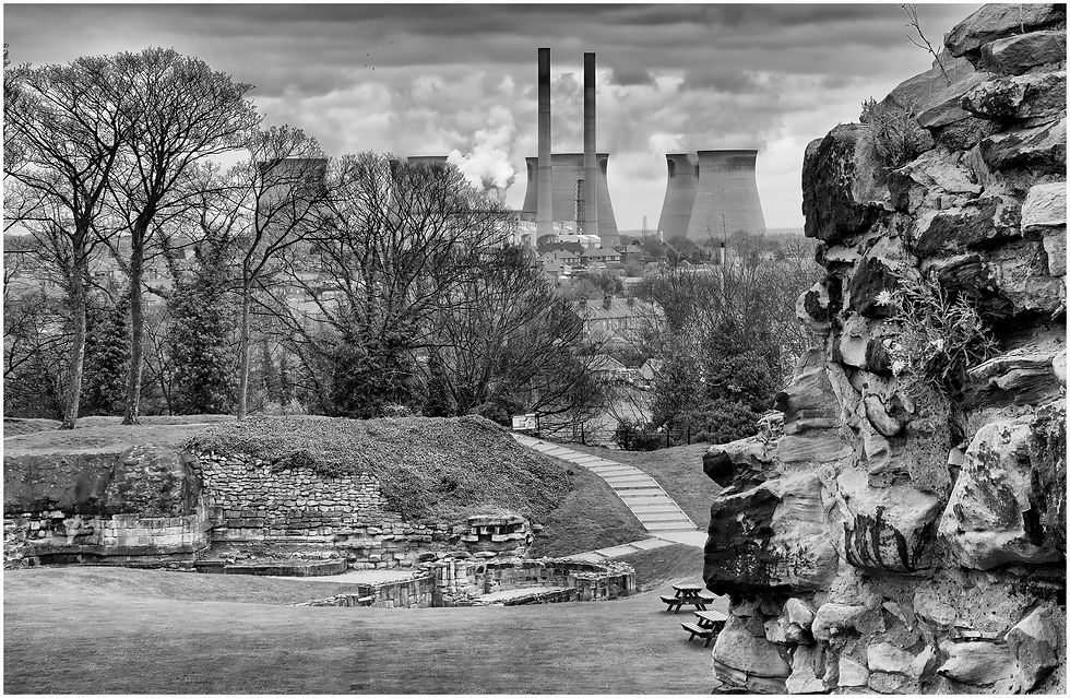 The old Sennybridge power station from Pontefract Castle