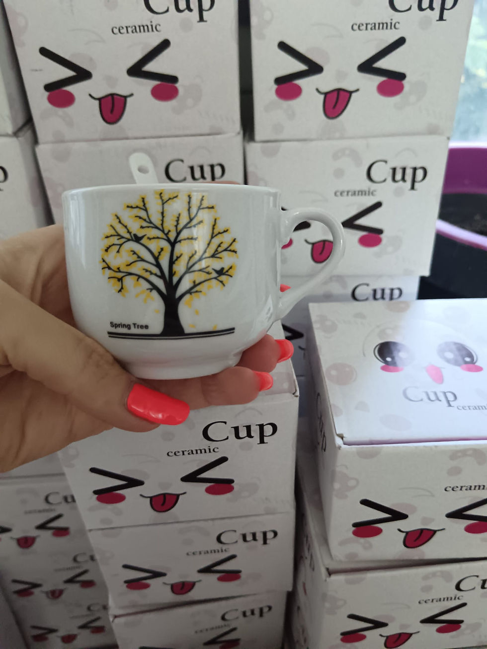 Miniatură: Ceasca cu linguriță din porțelan 