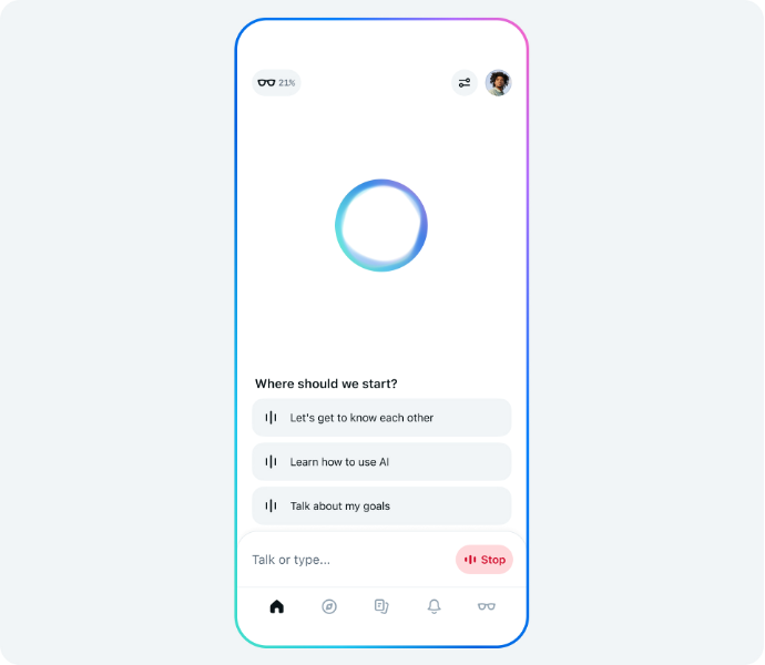 Image: Meta AI app and its voice-first assistant experience.