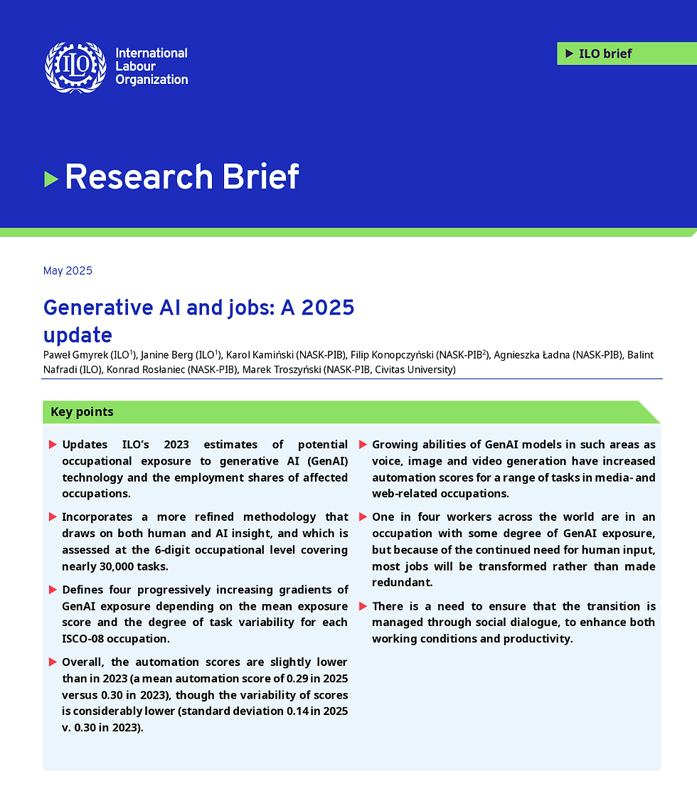 Image: International Labour Organization, āGenerative AI and jobs: A 2025 updateā 2.