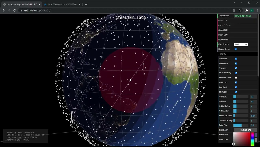 A visualization of the Starlink constellation in Low Earth Orbit, showing the dense mesh of satellites providing global coverage