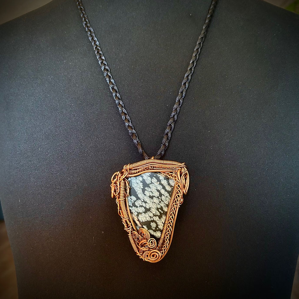 Thumbnail: Snowflake Obsidian slate necklace