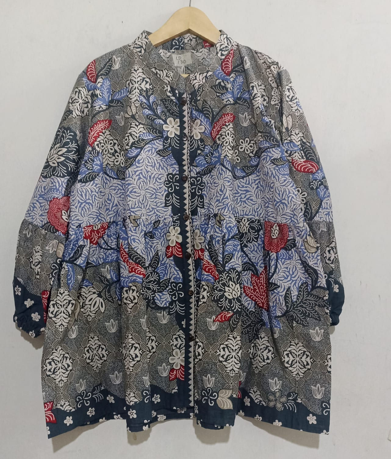 Batik Blouse - Flowers and Blue