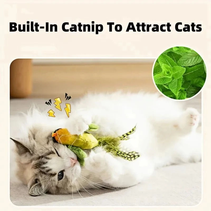 Thumbnail: The pet cat toy emulates the sound bird to amuse the cat elastic rope to relieve