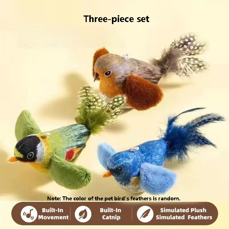 Thumbnail: The pet cat toy emulates the sound bird to amuse the cat elastic rope to relieve