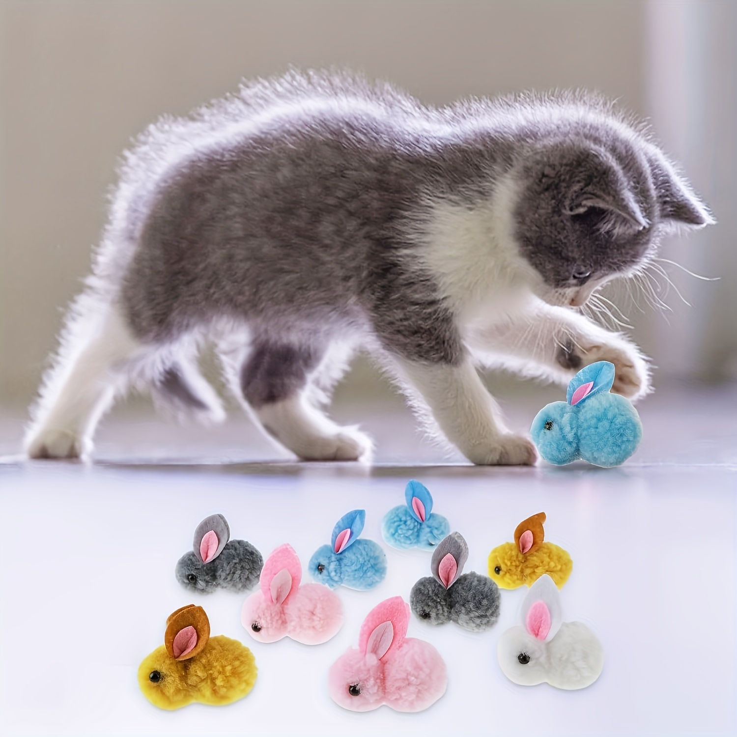 BunnyBatch™: Plush Cat Toy Balls, Set of 10