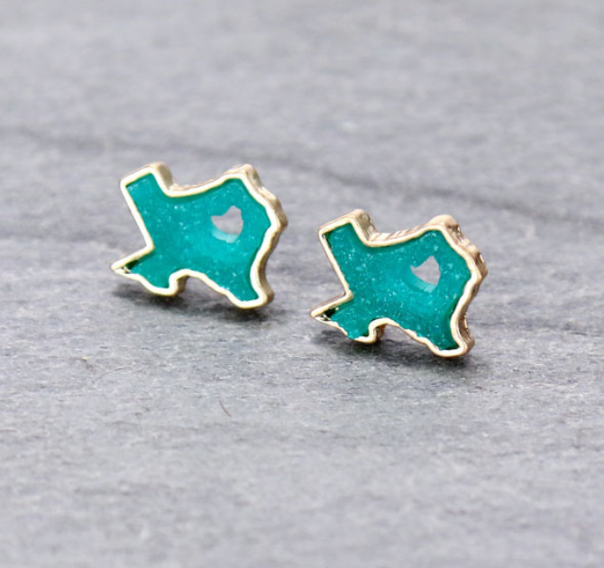 Thumbnail: Texas Map Heart Cutout Druzy Stone - Various Colors