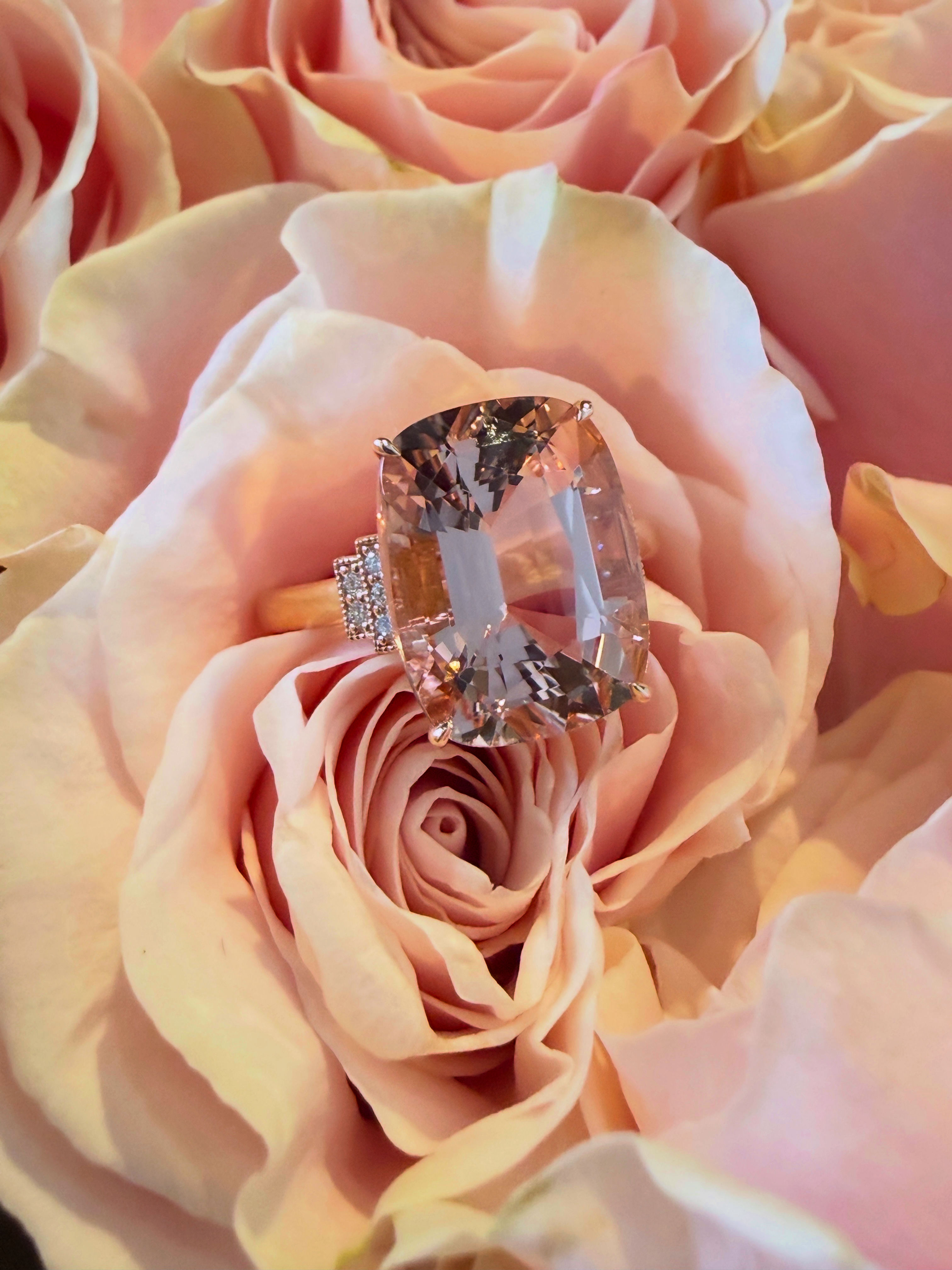 A Beautiful Blush Morganite and Diamond Ring