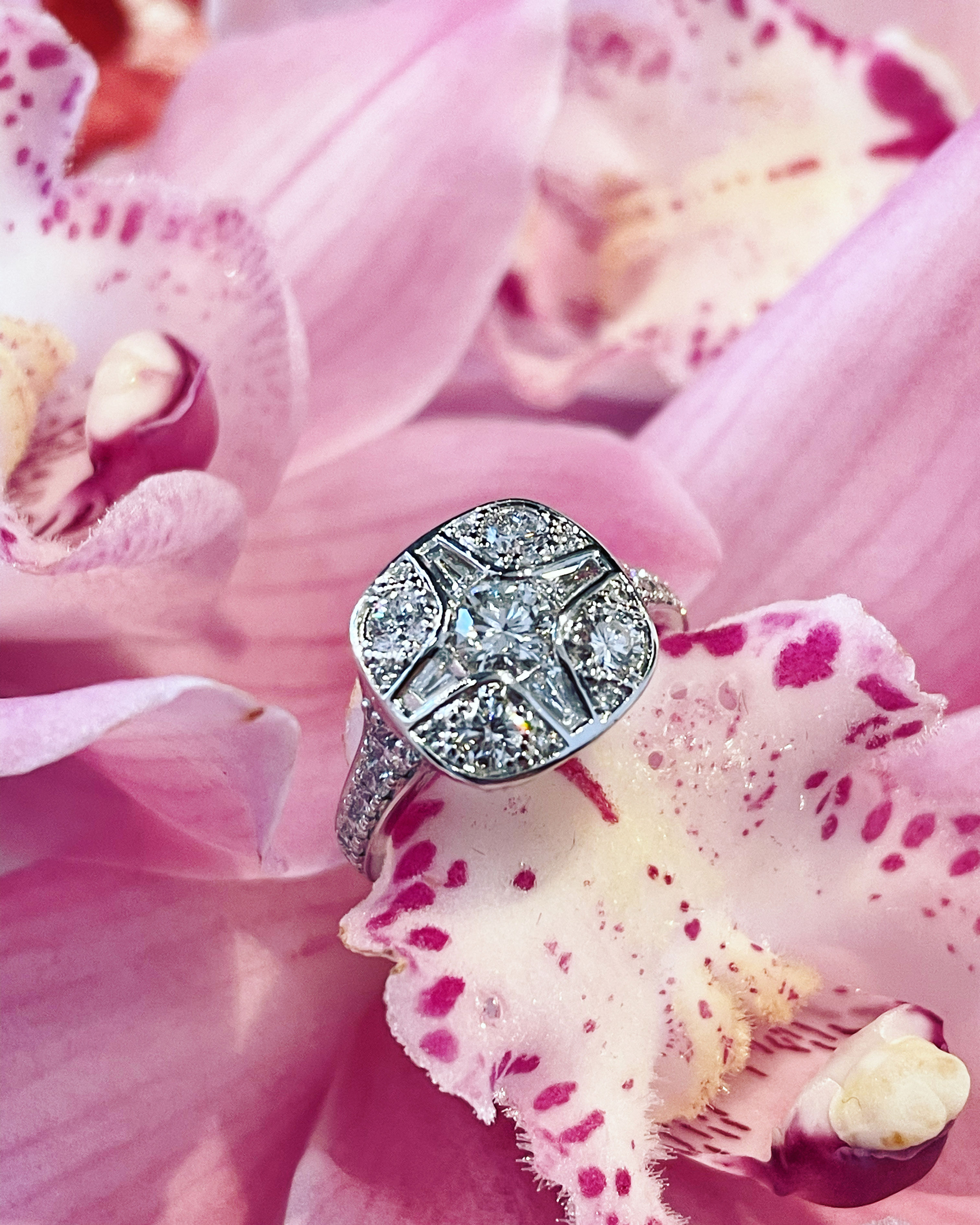 An Art Deco Inspired Diamond Cluster Ring