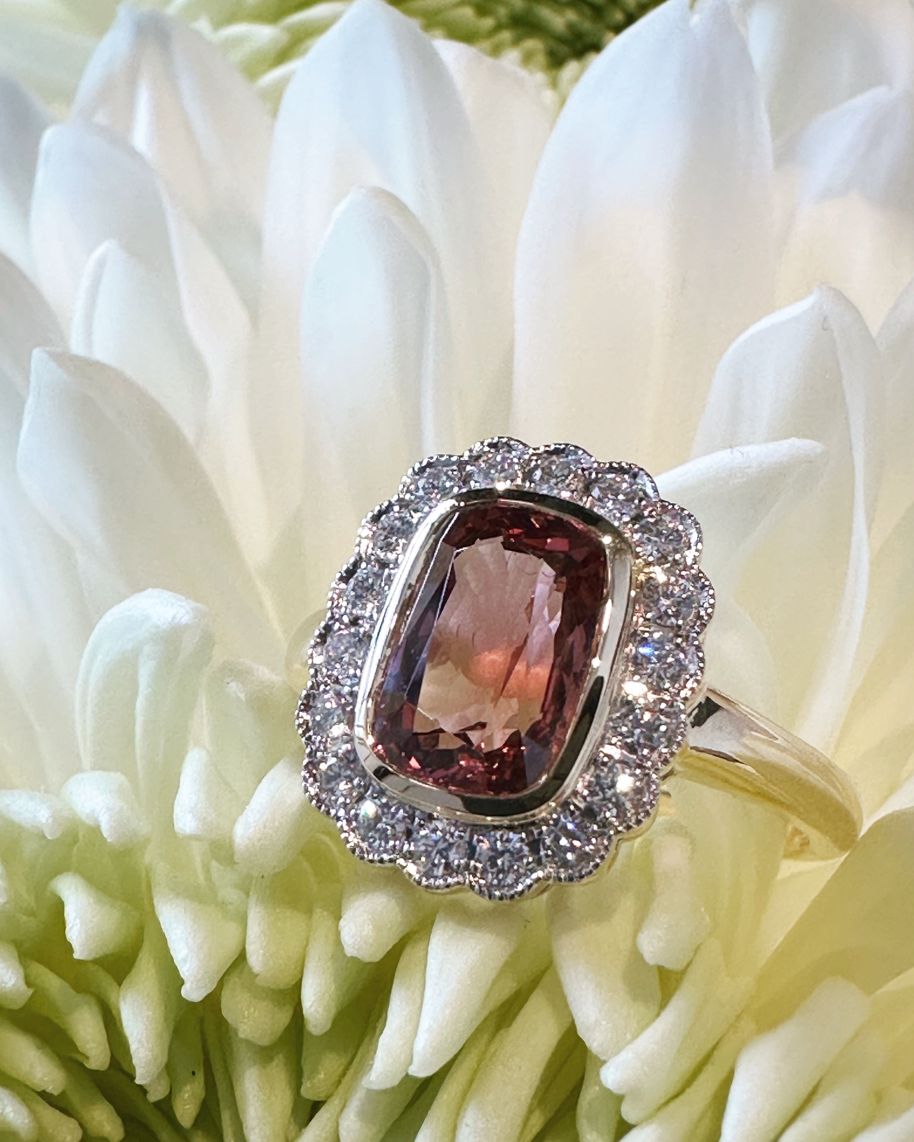 A Beautiful Pink Spinel and Diamond Ring
