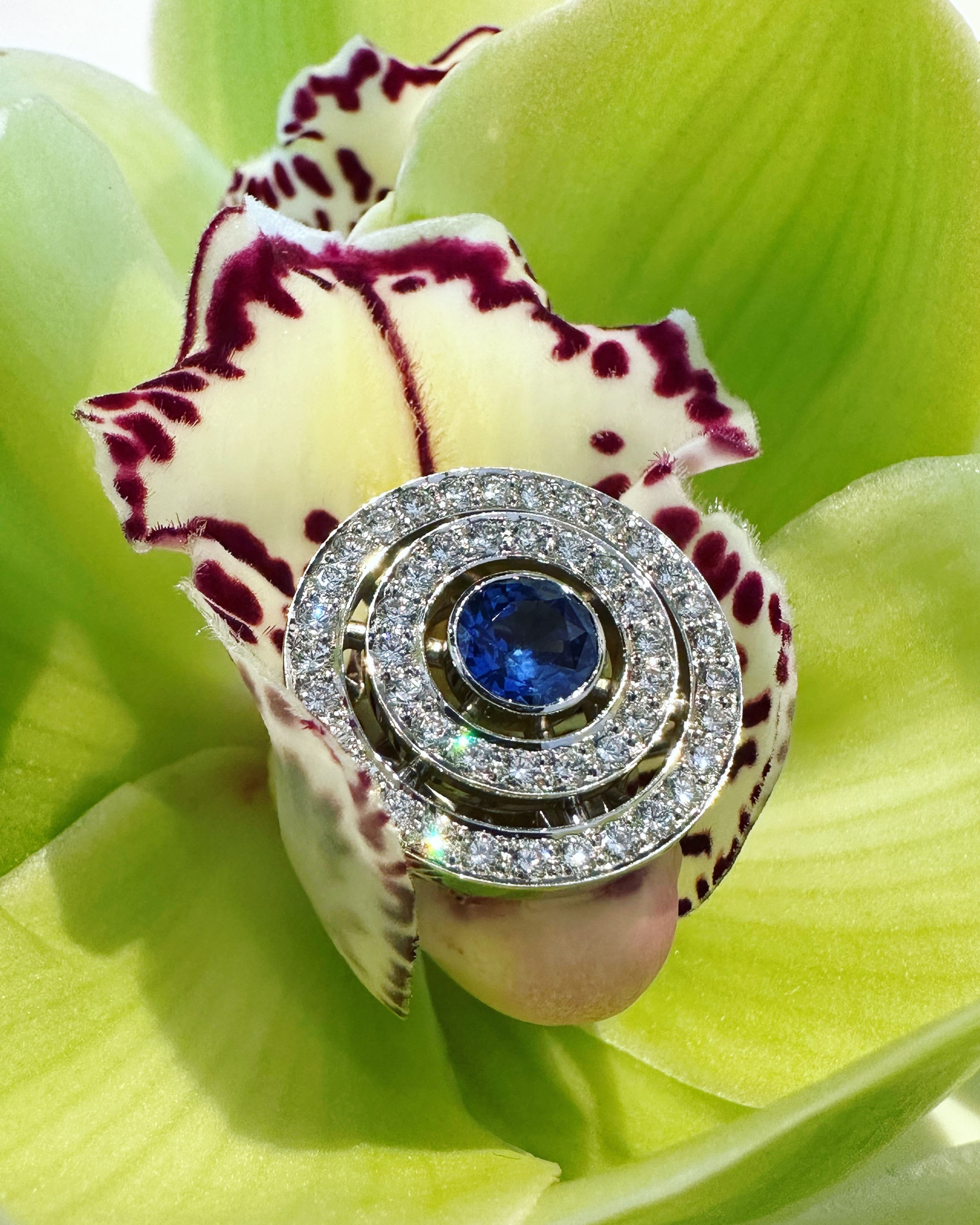 An Incredible Geometric Sapphire and Diamond Ring