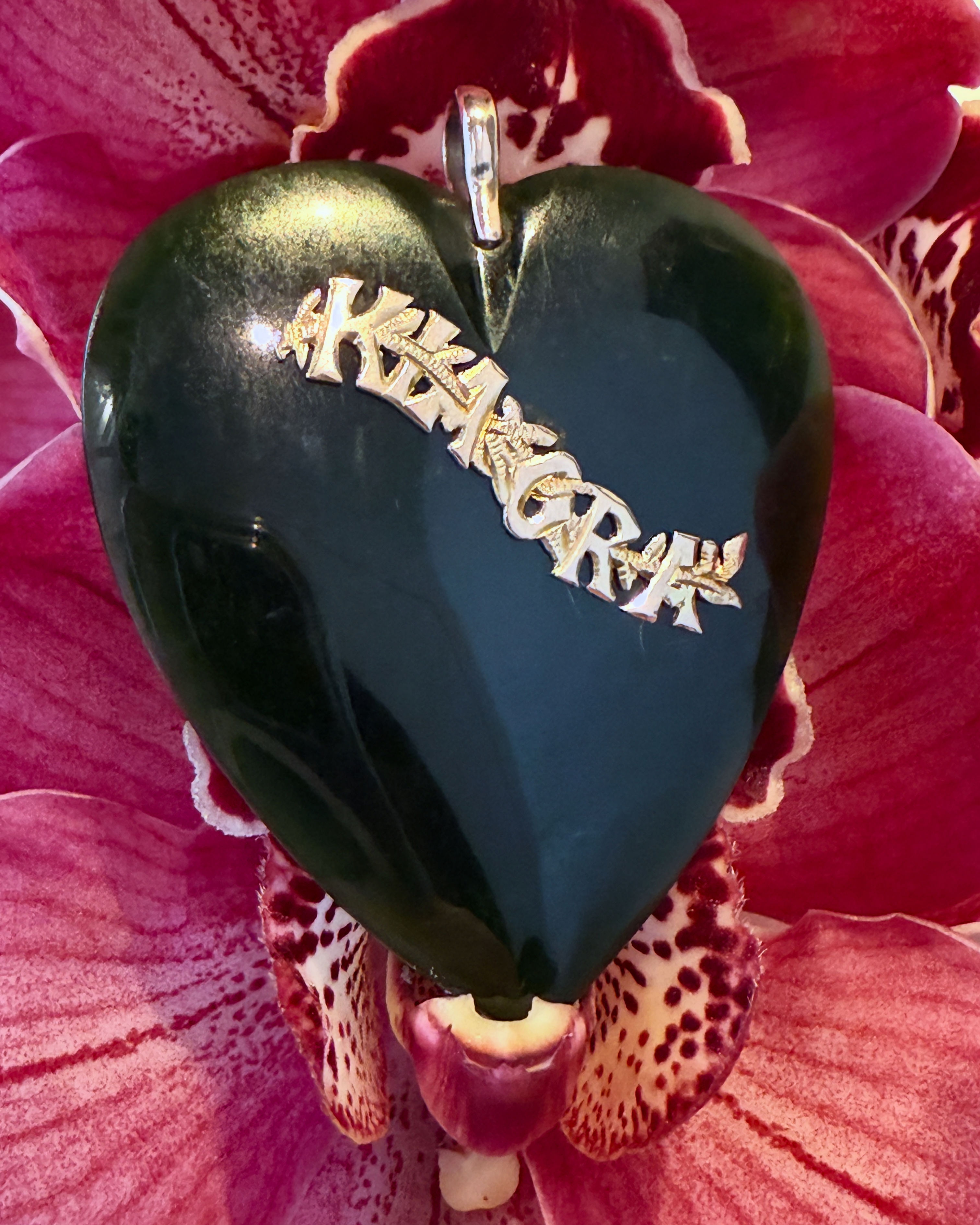 A Wonderful Antique Large Greenstone Heart Pendant