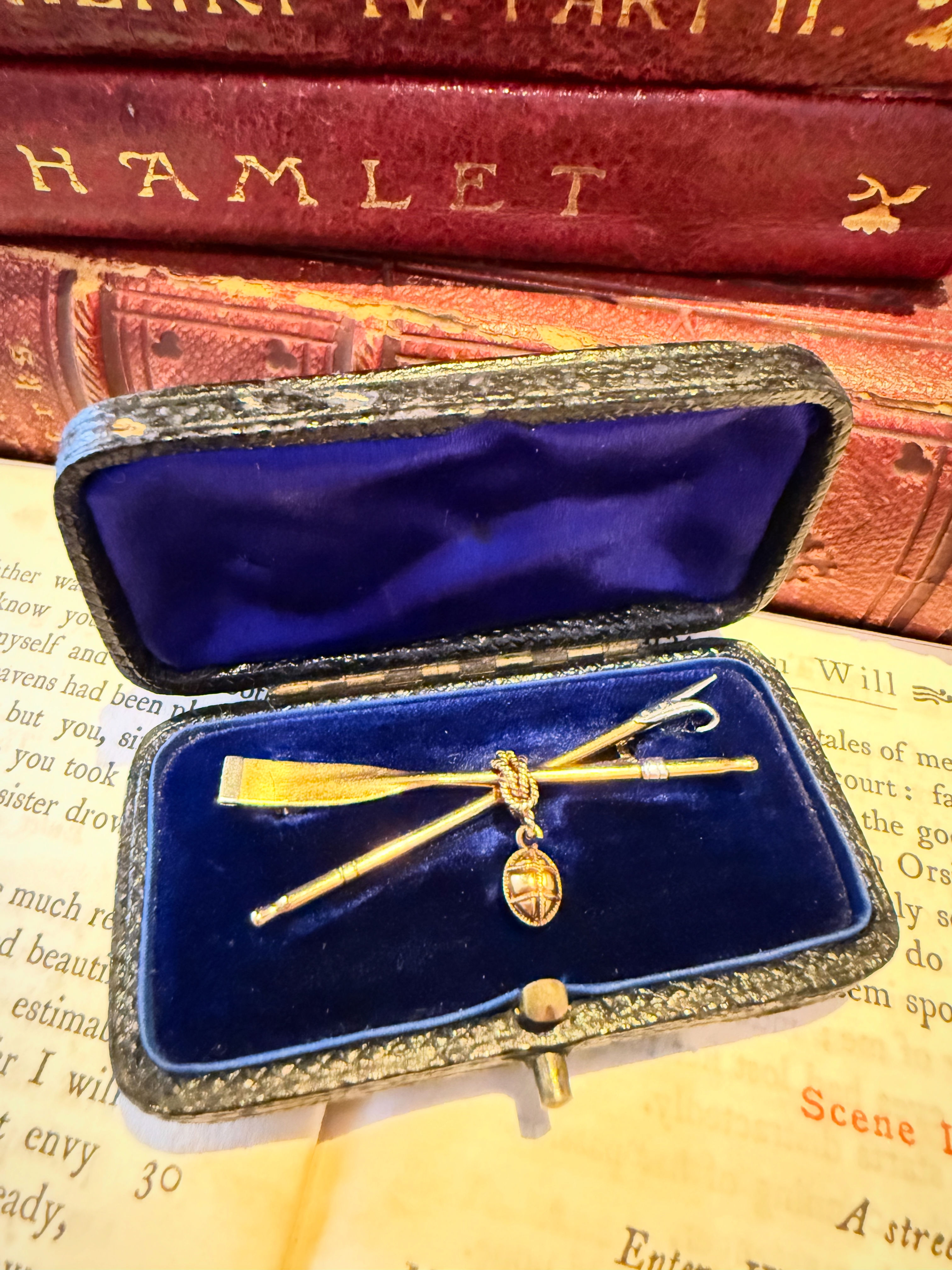 A Rare Antique Boxed Rowing Brooch