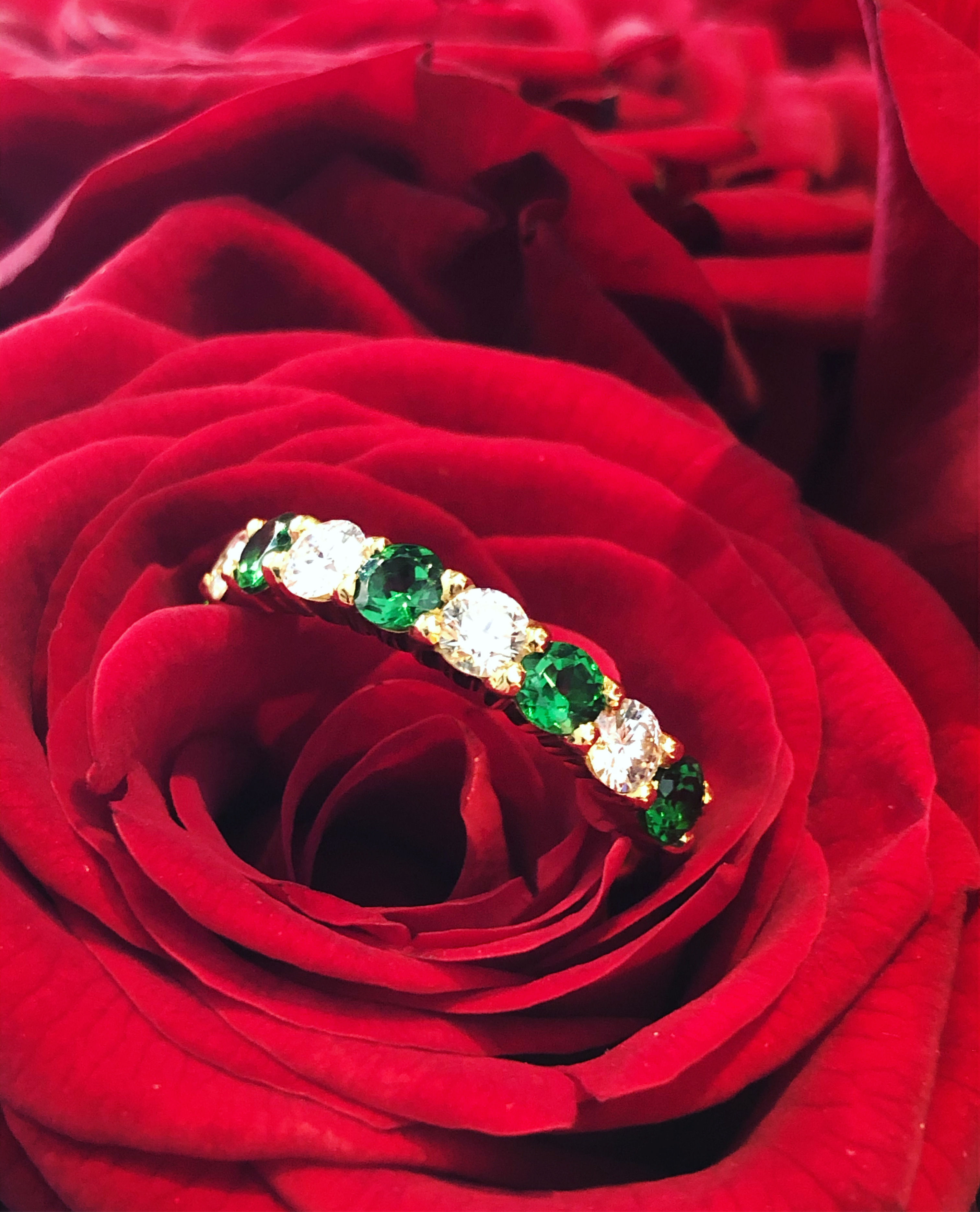 18ct Tsavorite garnet and diamond band